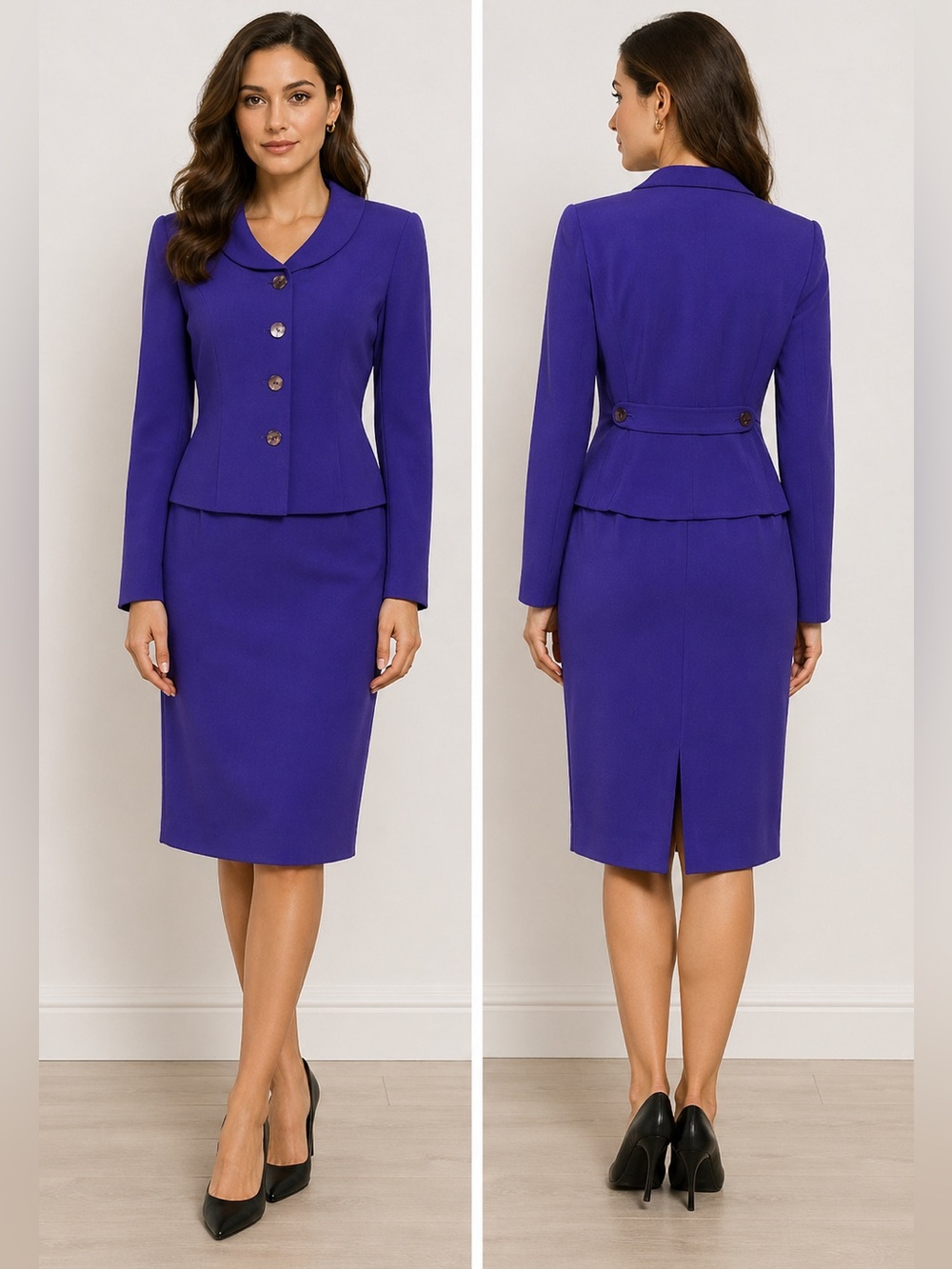 Vintage MT Morgan Taylor Studio Purple Silk Skirt & Jacket-Size 6P